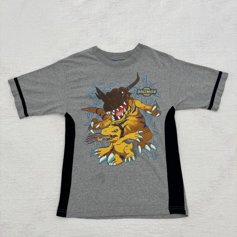 VIntage Digimon Y2K Digital Monsters Anime Gray Shirt Youth size Medium